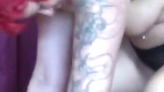 Tattooed mature couple piercing pussy fucking