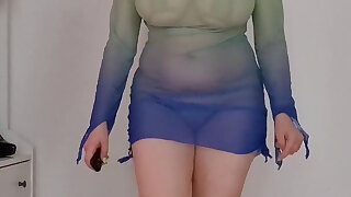 See-through Beach Dresses Over Micro Bikini - Heels, Jiggle & Treadmill Tease