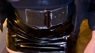 Public flashing in latex Skirt and anal plug