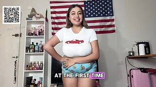 College big boob teen tries on tops